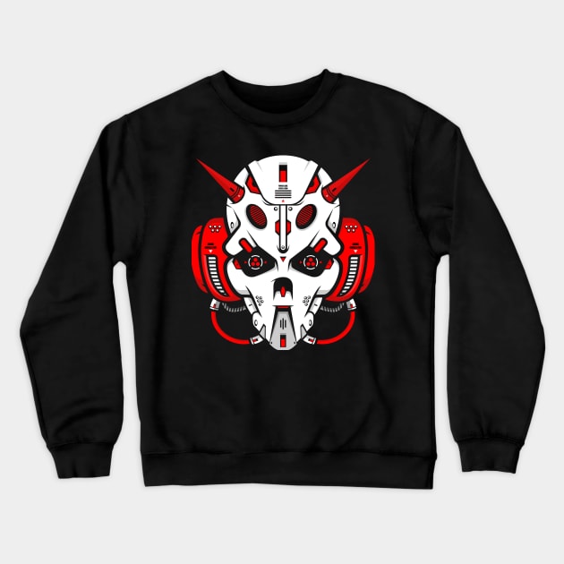 Cyber-Skull Demon Crewneck Sweatshirt by jayawardani